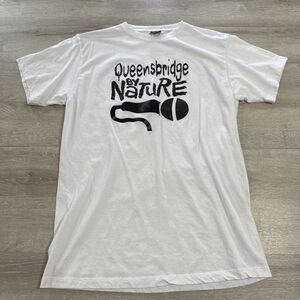 Queensbridge By Nature Shirt Hip Hop Microphone Logo White Tee Men's 3XL